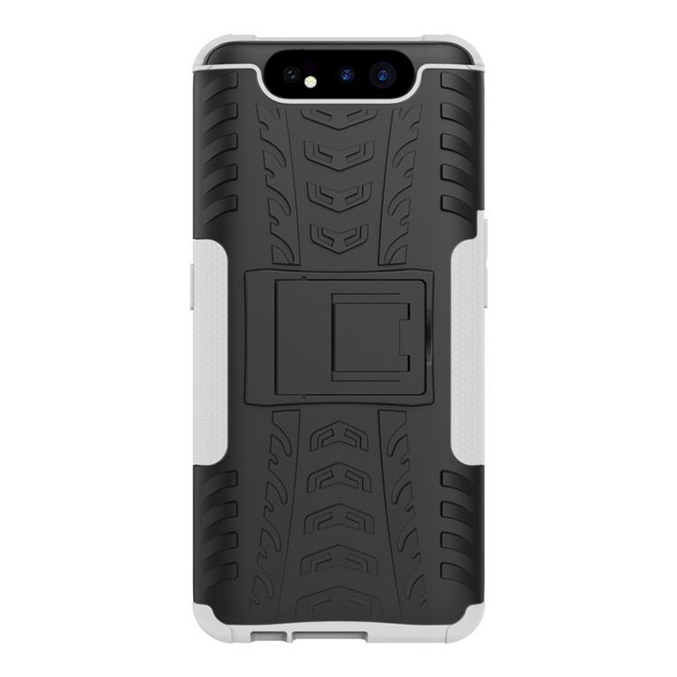 Tyre Pattern PC TPU Hybrid Phone Cover with Kickstand for Samsung Galaxy A80/A90 - Grey-3