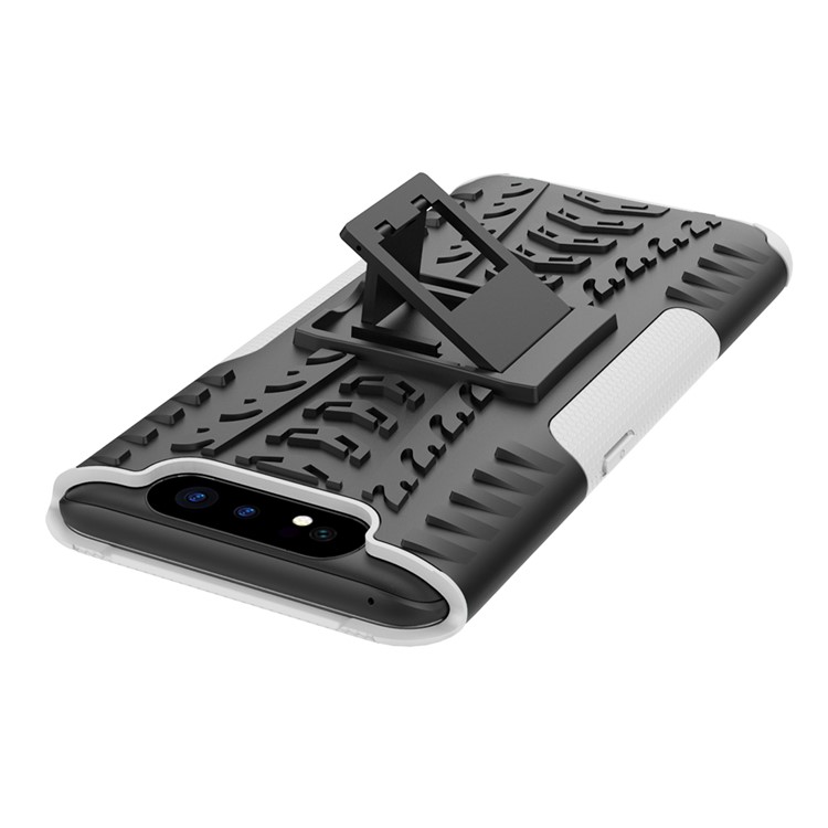 Tyre Pattern PC TPU Hybrid Phone Cover with Kickstand for Samsung Galaxy A80/A90 - Grey-6