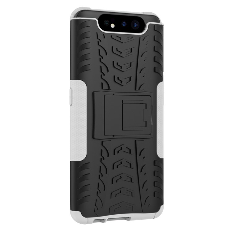 Tyre Pattern PC TPU Hybrid Phone Cover with Kickstand for Samsung Galaxy A80/A90 - Grey-8
