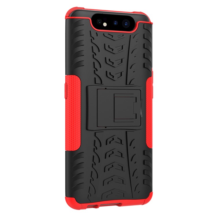 Couverture Téléphonique Hybride PC TPU TPU Avec Une Béquille Pour Samsung Galaxy A80 / A90 - Rouge