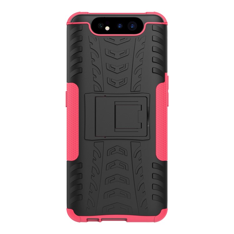 Tyre Pattern PC TPU Hybrid Phone Cover with Kickstand for Samsung Galaxy A80/A90 - Rose-3