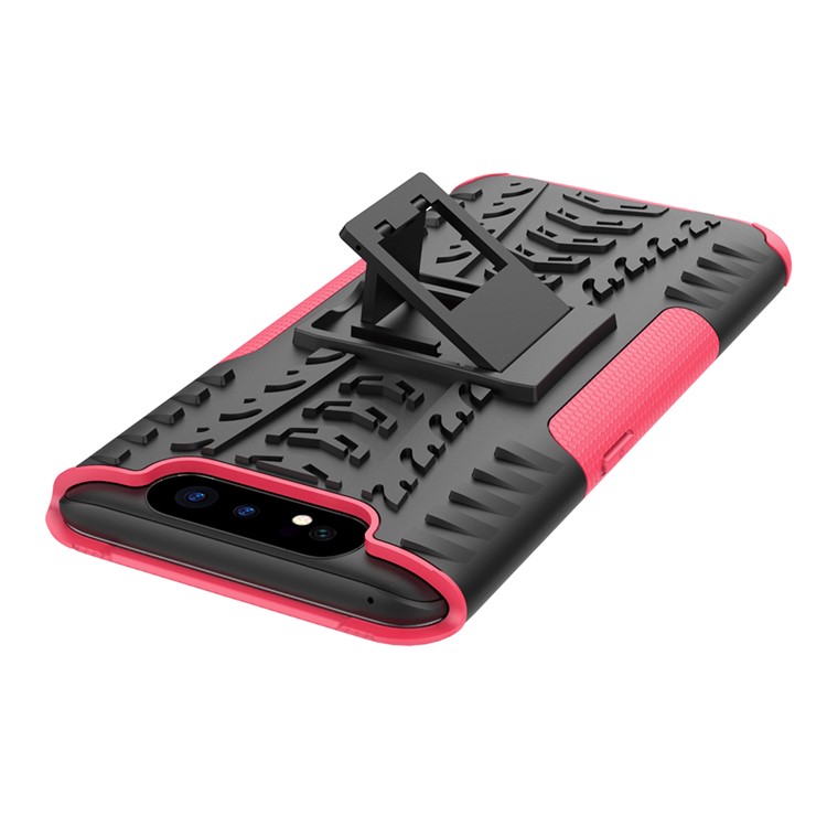 Tyre Pattern PC TPU Hybrid Phone Cover with Kickstand for Samsung Galaxy A80/A90 - Rose-6