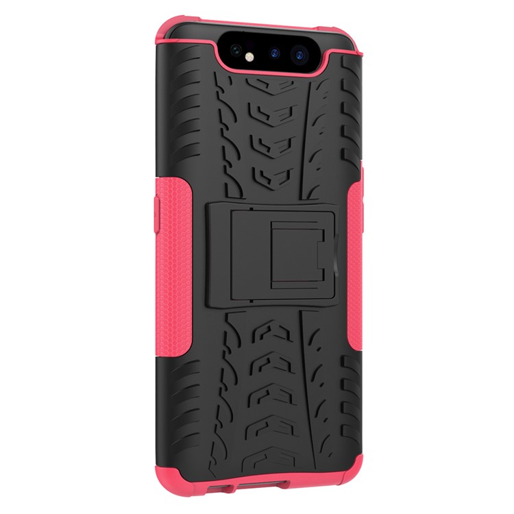 Tyre Pattern PC TPU Hybrid Phone Cover with Kickstand for Samsung Galaxy A80/A90 - Rose-8