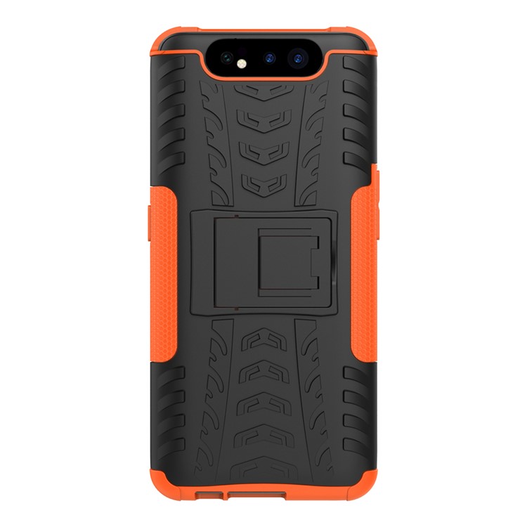 Tyre Pattern PC TPU Hybrid Phone Cover with Kickstand for Samsung Galaxy A80/A90 - Orange-3