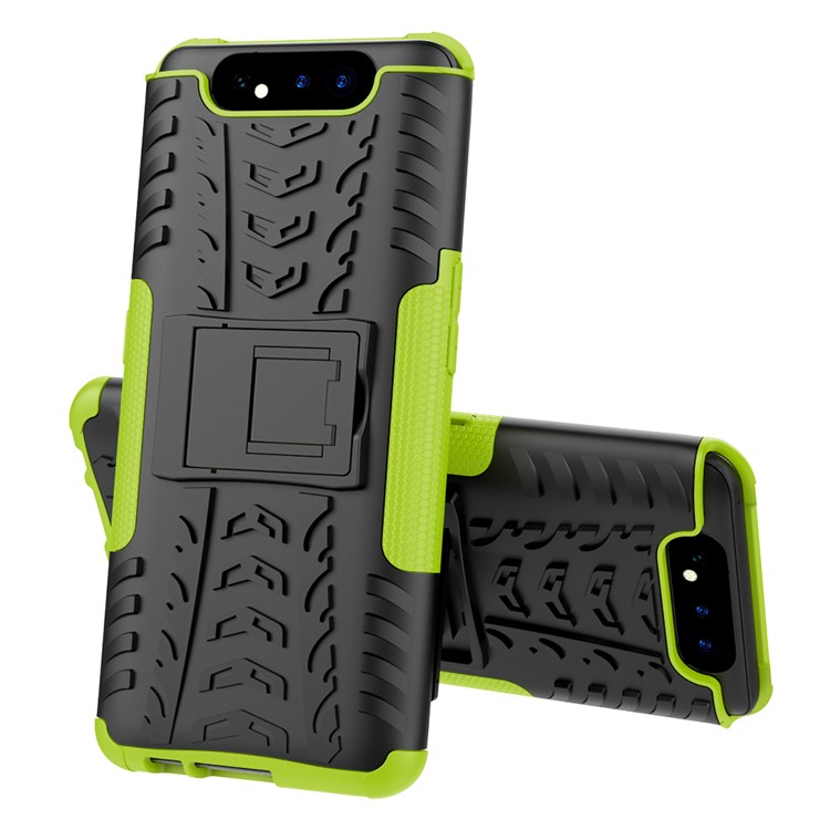 Tyre Pattern PC TPU Hybrid Phone Cover with Kickstand for Samsung Galaxy A80/A90 - Green-2