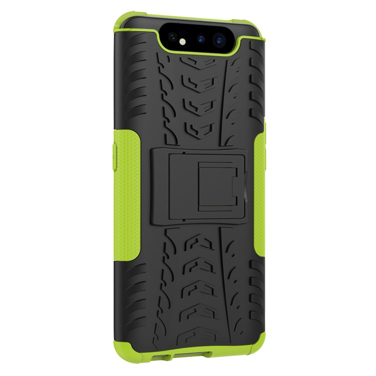 Tyre Pattern PC TPU Hybrid Phone Cover with Kickstand for Samsung Galaxy A80/A90 - Green-8