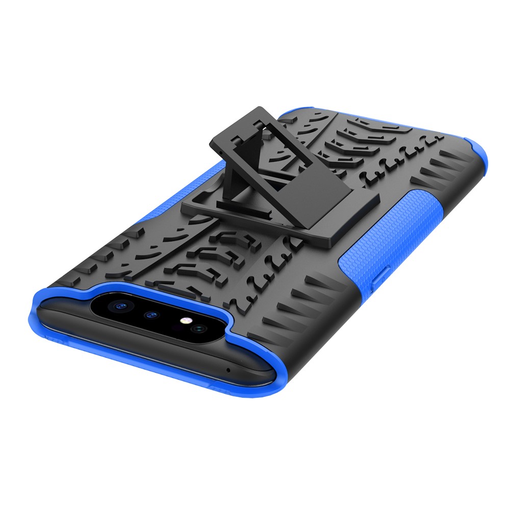 Pattern Pneu PC TPU Hybrid Telefone Com Kickstand Para Samsung Galaxy A80/A90 - Azul