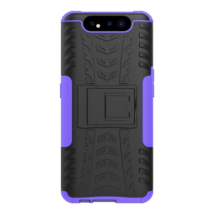 Tyre Pattern PC TPU Hybrid Phone Cover with Kickstand for Samsung Galaxy A80/A90 - Purple-3