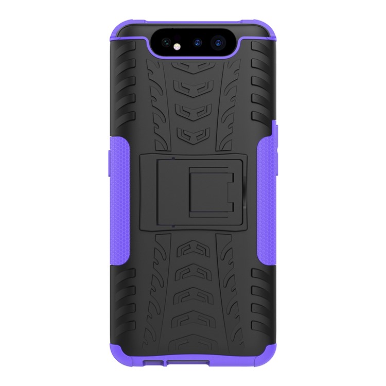 Patrón de Neumáticos PC TPU TPU Teléfono Cubierta Con Kickstand Para Samsung Galaxy A80/A90 - Violeta