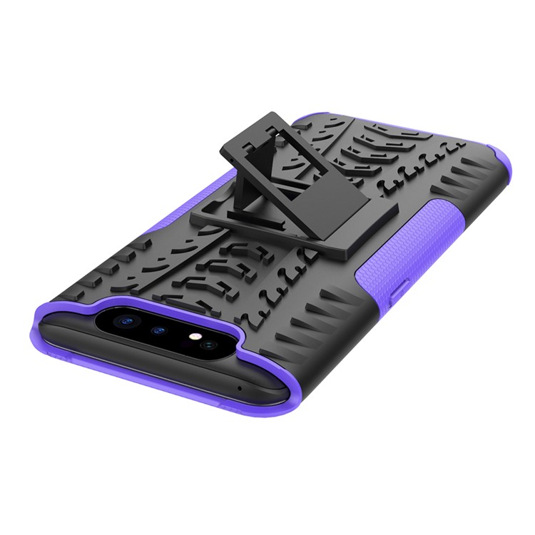 Tyre Pattern PC TPU Hybrid Phone Cover with Kickstand for Samsung Galaxy A80/A90 - Purple-6