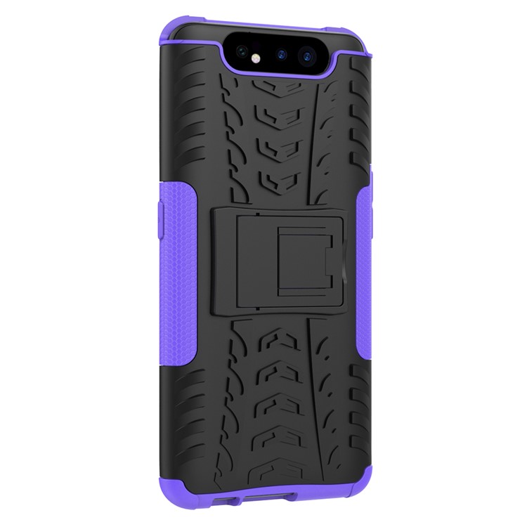 Tyre Pattern PC TPU Hybrid Phone Cover with Kickstand for Samsung Galaxy A80/A90 - Purple-8