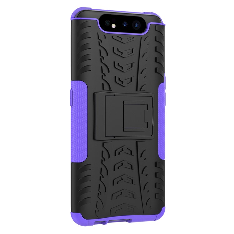 Pattern Pneu PC TPU Hybrid Telefone Com Kickstand Para Samsung Galaxy A80/A90 - Roxo-8