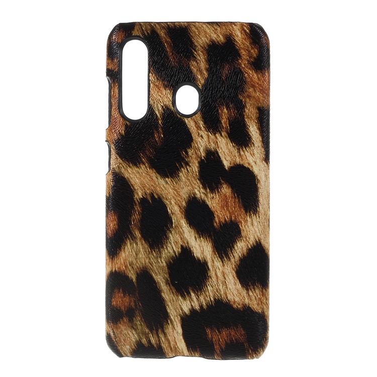 PU Leather Coated PC Hard Phone Cover for Samsung Galaxy A60 - Leopard Texture-1