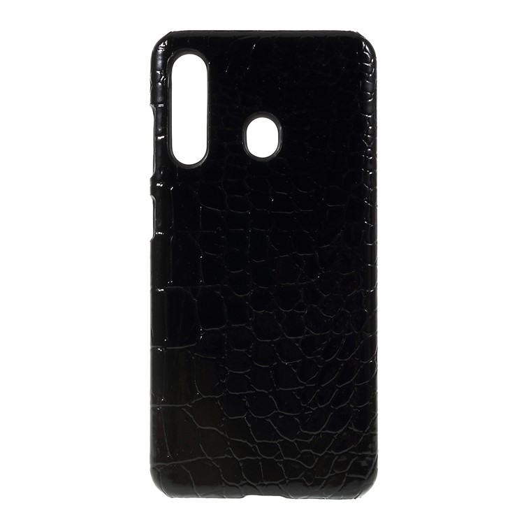 PU Leather Coated PC Hard Phone Cover for Samsung Galaxy A60 - Black-1