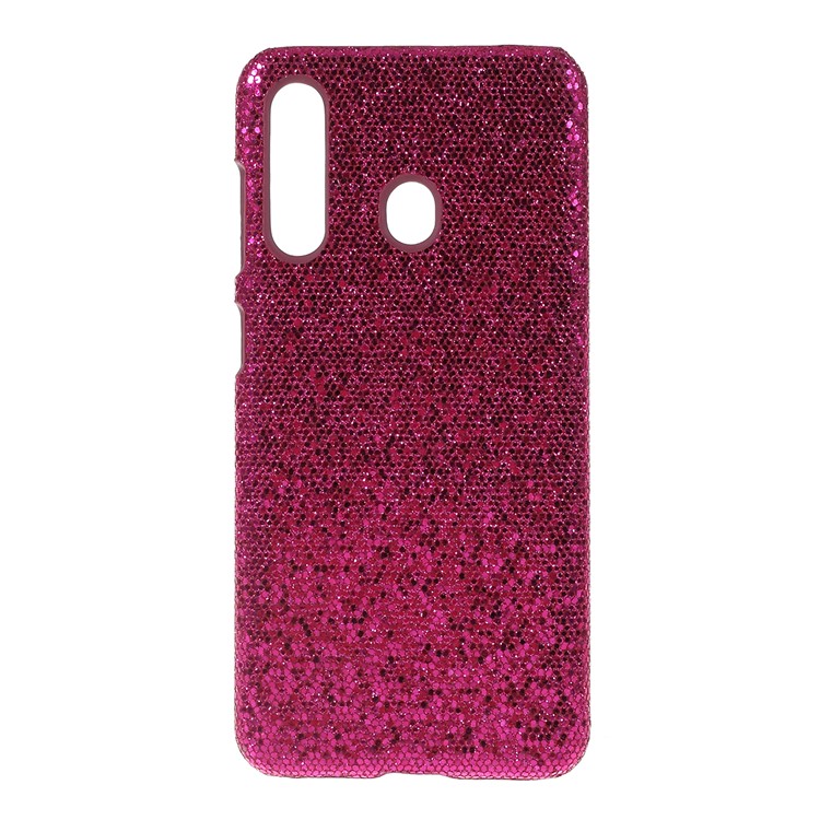 PU Leather Coated PC Hard Phone Cover for Samsung Galaxy A60 - Rose Glittery Sequins-1