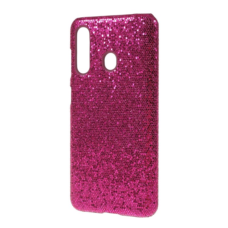 PU Leather Coated PC Hard Phone Cover for Samsung Galaxy A60 - Rose Glittery Sequins-2