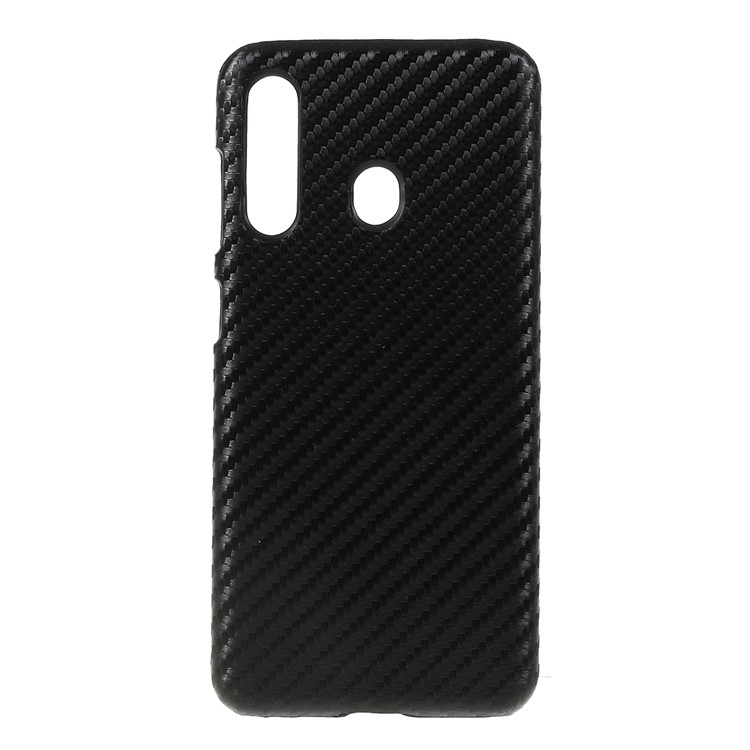 PU Leather Coated PC Hard Phone Cover for Samsung Galaxy A60 - Carbon Fiber Texture-1