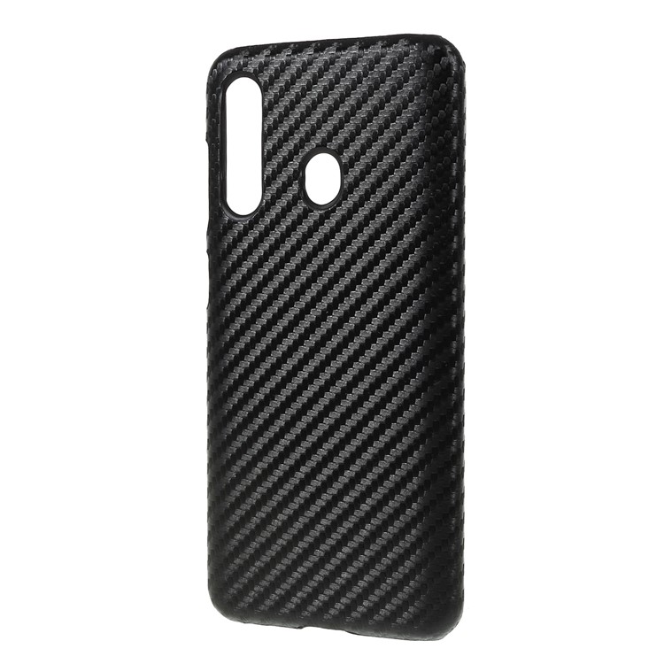 PU Leather Coated PC Hard Phone Cover for Samsung Galaxy A60 - Carbon Fiber Texture-2