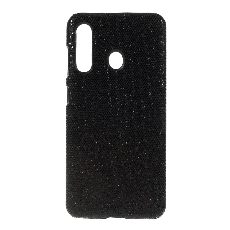 PU Leather Coated PC Hard Phone Cover for Samsung Galaxy A60 - Black Glittery Sequins-1
