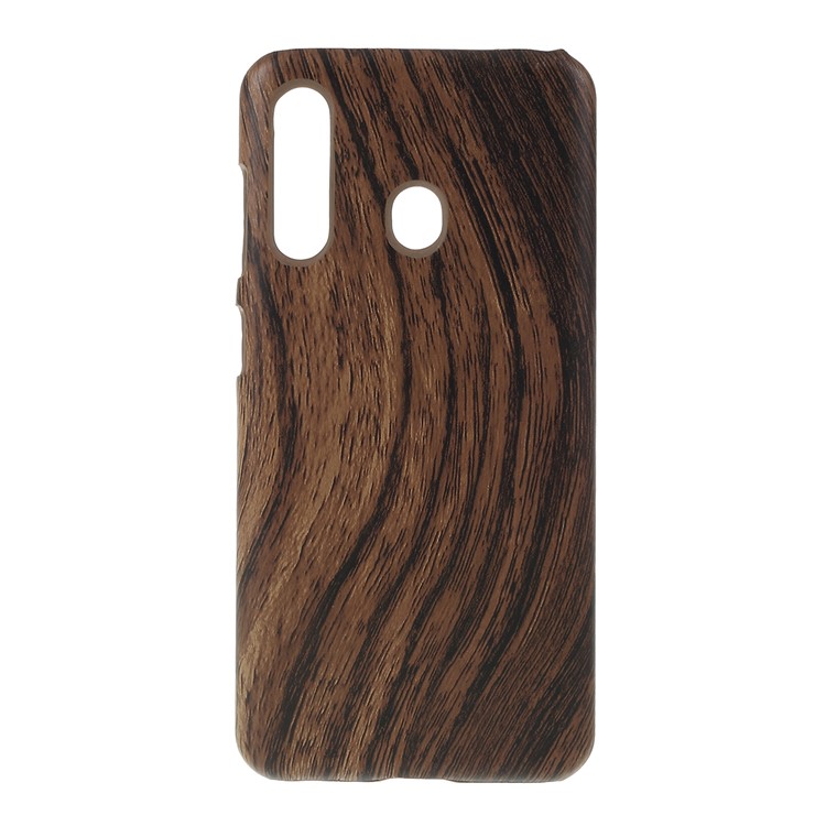 PU Leather Coated PC Hard Phone Cover for Samsung Galaxy A60 - Wood Grain-1