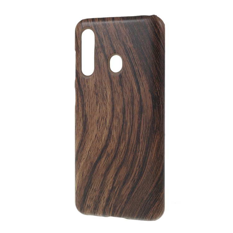 PU Leather Coated PC Hard Phone Cover for Samsung Galaxy A60 - Wood Grain-2