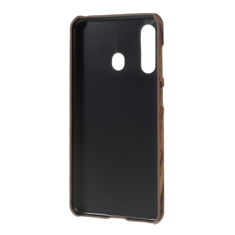 PU Leather Coated PC Hard Phone Cover for Samsung Galaxy A60 - Wood Grain-3