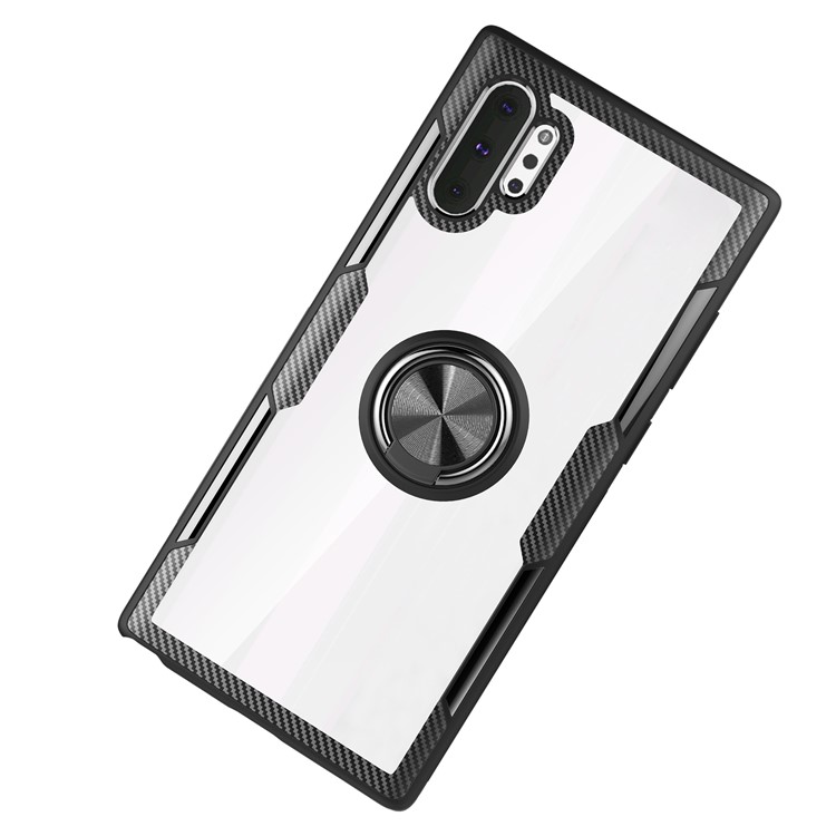 For Samsung Galaxy Note 10 Plus / 10 Plus 5G Finger Ring Kickstand Built-in Magnetic Metal + TPU + PC Hybrid Case - Black-3