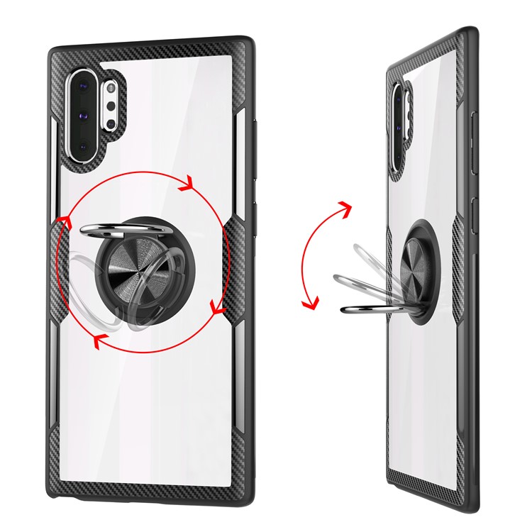 For Samsung Galaxy Note 10 Plus / 10 Plus 5G Finger Ring Kickstand Built-in Magnetic Metal + TPU + PC Hybrid Case - Black-4