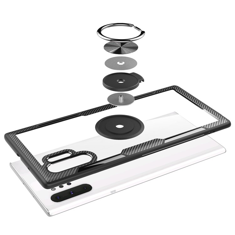 For Samsung Galaxy Note 10 Plus / 10 Plus 5G Finger Ring Kickstand Built-in Magnetic Metal + TPU + PC Hybrid Case - Black-7