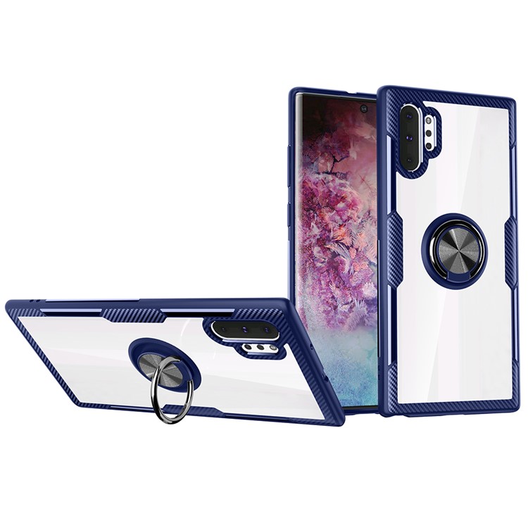 For Samsung Galaxy Note 10 Plus / 10 Plus 5G Finger Ring Kickstand Built-in Magnetic Metal + TPU + PC Hybrid Case - Baby Blue-1