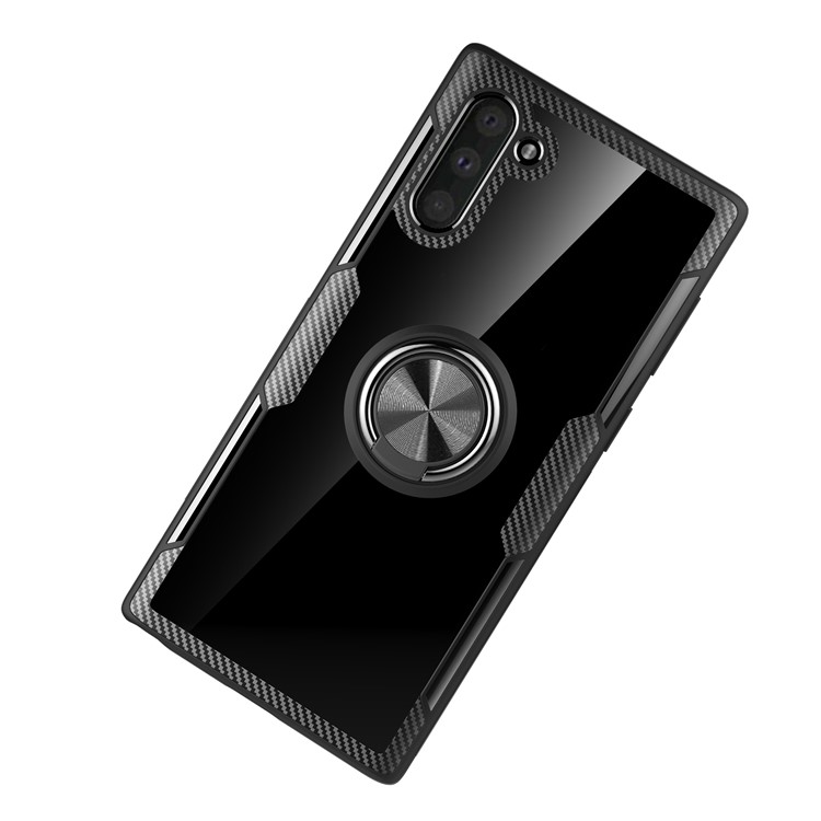 For Samsung Galaxy Note 10 Finger Ring Kickstand TPU+PC+Metal Cover - Black-3