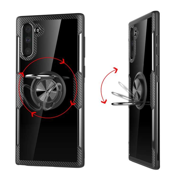 For Samsung Galaxy Note 10 Finger Ring Kickstand TPU+PC+Metal Cover - Black-4