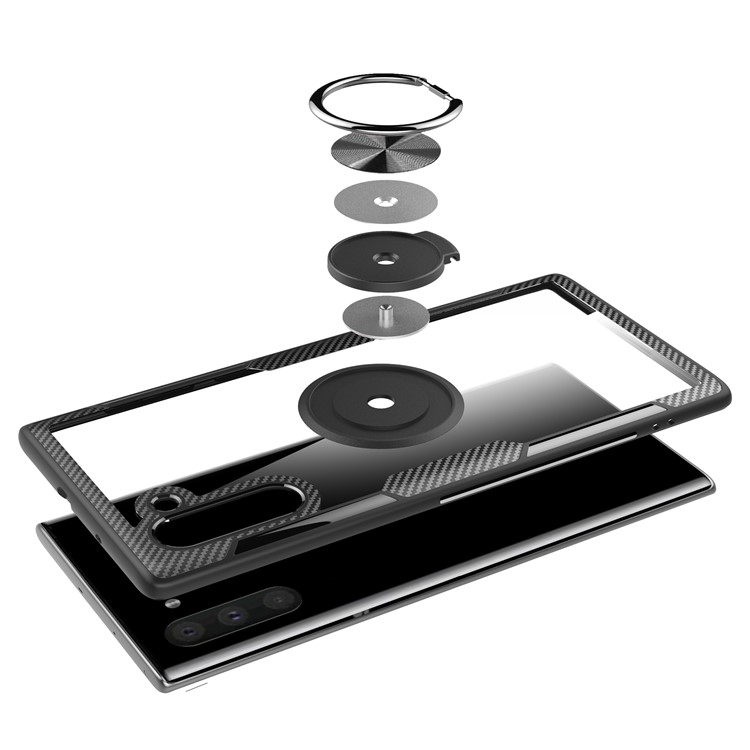 For Samsung Galaxy Note 10 Finger Ring Kickstand TPU+PC+Metal Cover - Black-7
