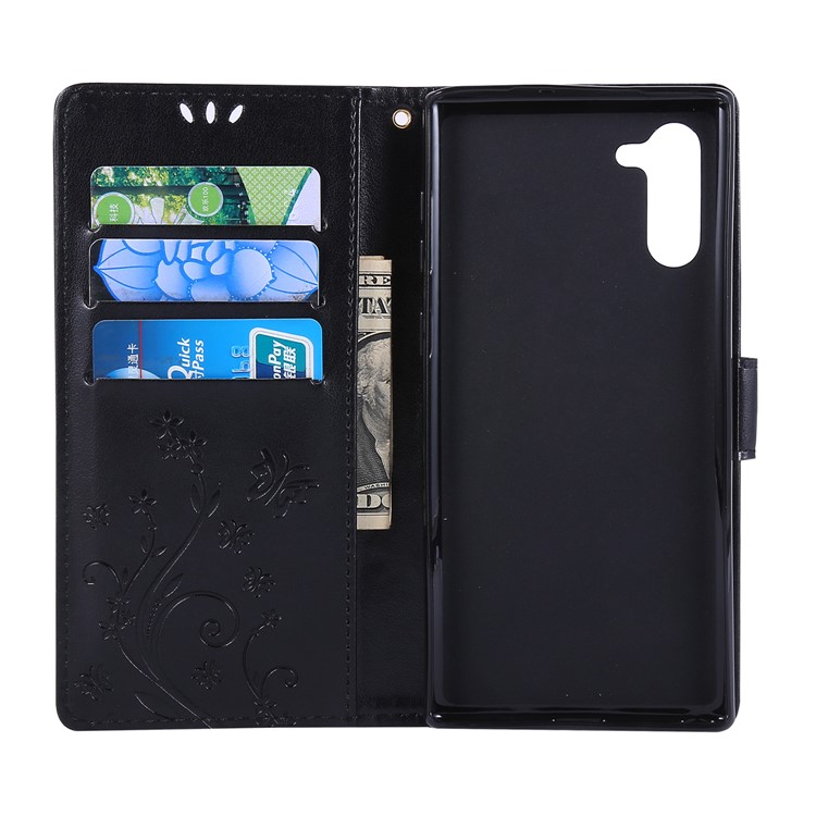 Imprint Butterfly Flowers Leather Cell Phone Case for Huawei Honor Note 10 - Black-5