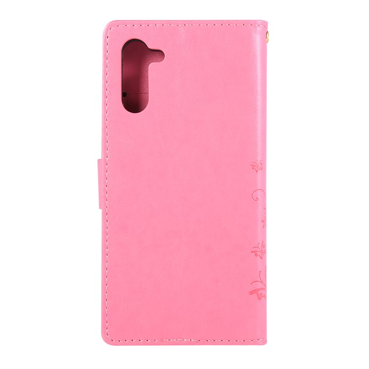 Imprint Butterfly Flowers Leather Cell Phone Case for Huawei Honor Note 10 - Rose-2