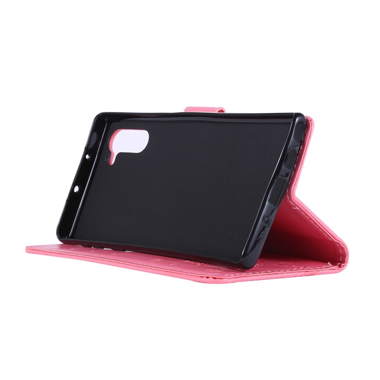 Imprint Butterfly Flowers Leather Cell Phone Case for Huawei Honor Note 10 - Rose-3