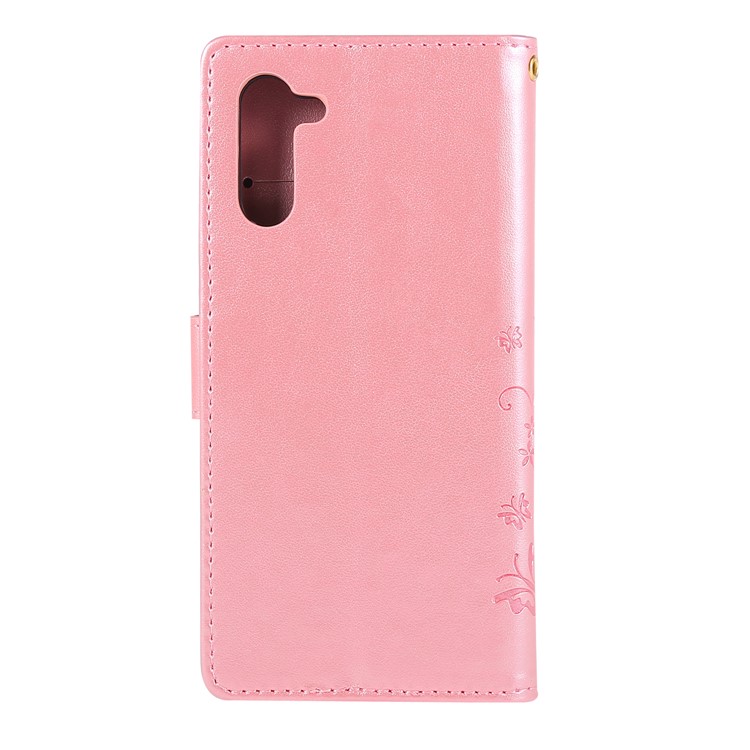 Imprint Butterfly Flowers Leather Cell Phone Case for Huawei Honor Note 10 - Rose Gold-2