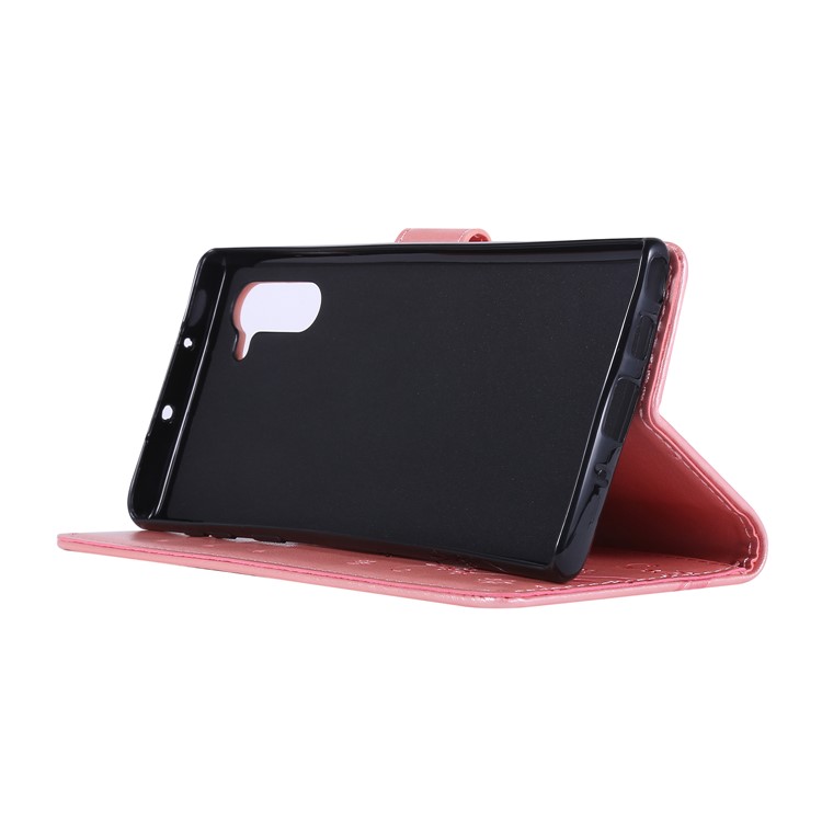 Imprint Butterfly Flowers Leather Cell Phone Case for Huawei Honor Note 10 - Rose Gold-3