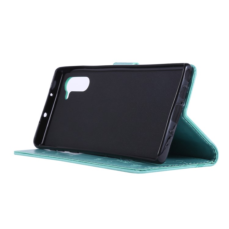 Imprint Butterfly Flowers Leather Cell Phone Case for Huawei Honor Note 10 - Cyan-3