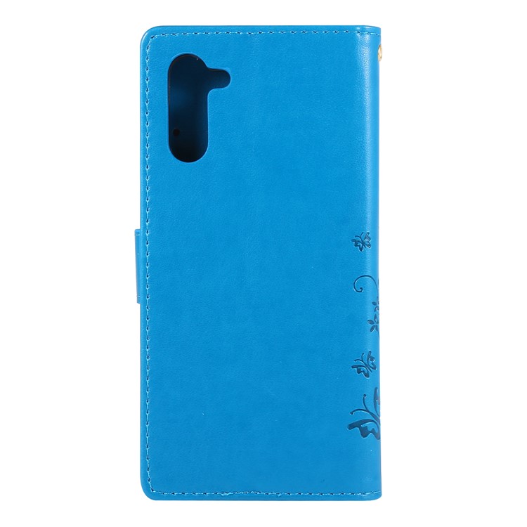 Imprint Butterfly Flowers Leather Cell Phone Case for Huawei Honor Note 10 - Blue-2