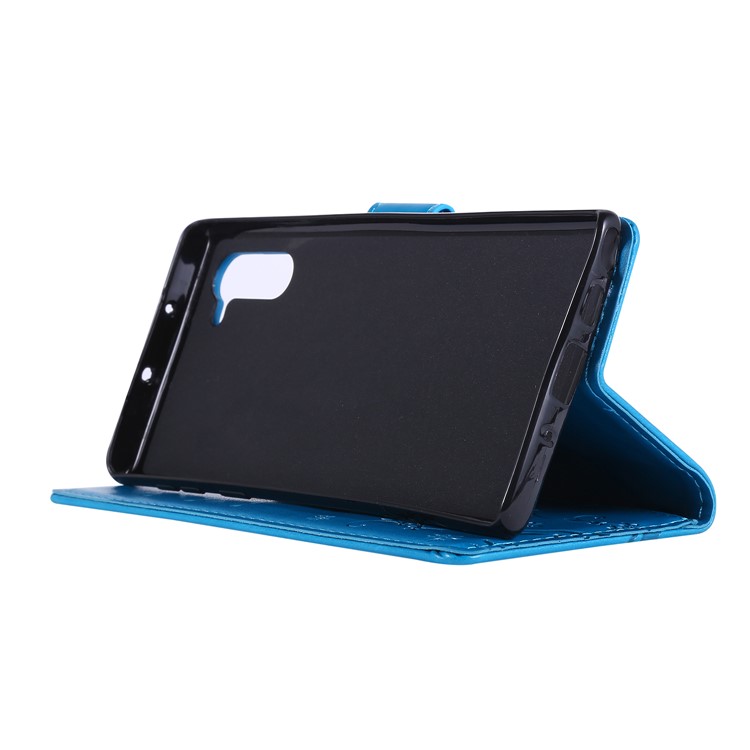 Imprint Butterfly Flowers Leather Cell Phone Case for Huawei Honor Note 10 - Blue-3