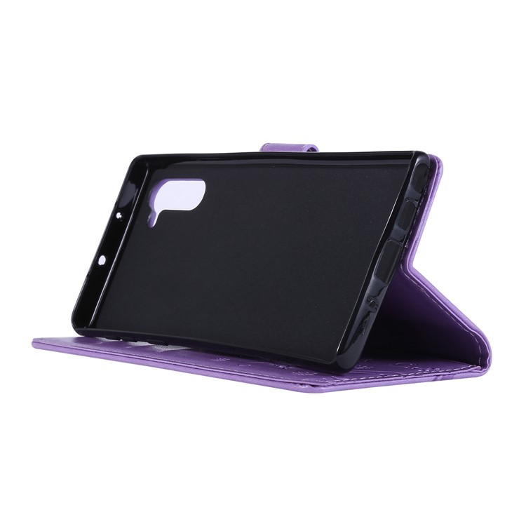 Imprint Butterfly Flowers Leather Cell Phone Case for Huawei Honor Note 10 - Light Purple-3