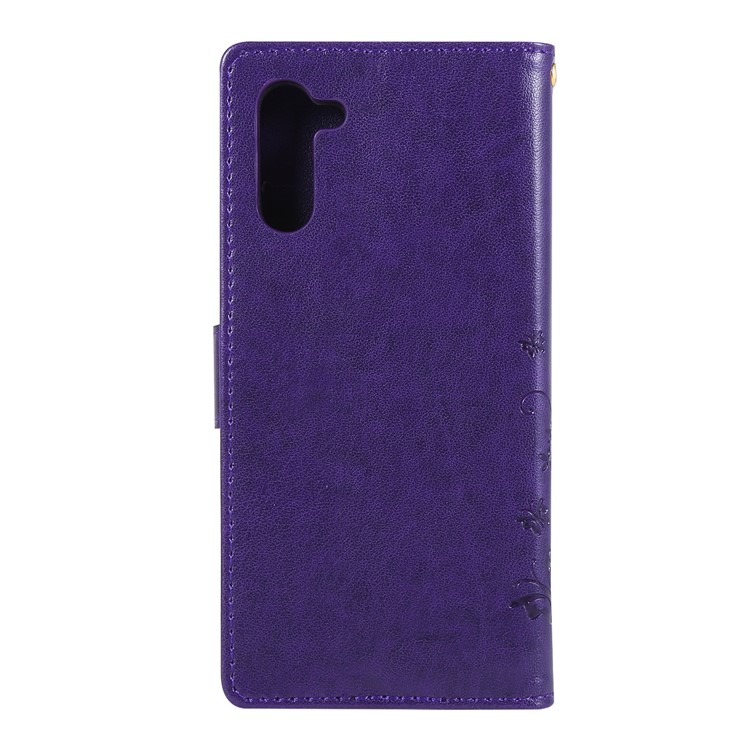 Imprint Butterfly Flowers Leather Cell Phone Case for Huawei Honor Note 10 - Dark Purple-2