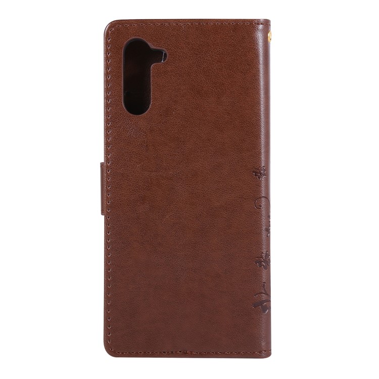 Imprint Butterfly Flowers Leather Cell Phone Case for Huawei Honor Note 10 - Brown-2