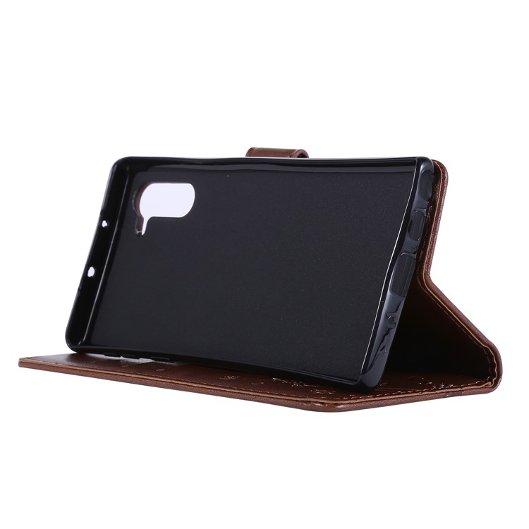 Imprint Butterfly Flowers Leather Cell Phone Case for Huawei Honor Note 10 - Brown-3