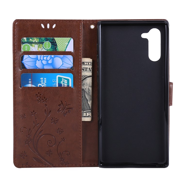 Imprint Butterfly Flowers Leather Cell Phone Case for Huawei Honor Note 10 - Brown-5