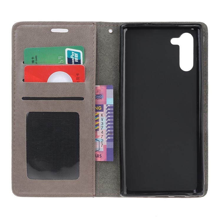 Imprint Cat and Fishbone Pattern Leather Wallet Stand Case for Huawei Honor Note 10 - Grey-5