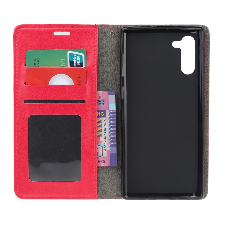 Imprint Cat and Fishbone Pattern Leather Wallet Stand Case for Huawei Honor Note 10 - Red-5