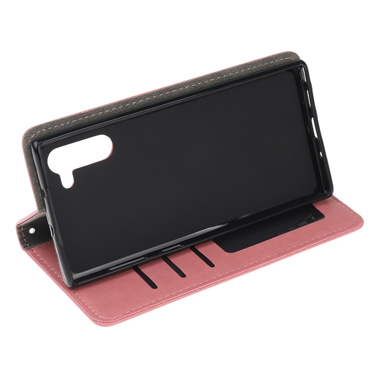 Imprint Cat and Fishbone Pattern Leather Wallet Stand Case for Huawei Honor Note 10 - Pink-4