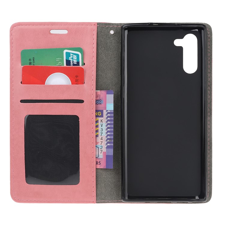 Imprint Cat and Fishbone Pattern Leather Wallet Stand Case for Huawei Honor Note 10 - Pink-5